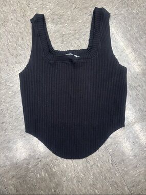 Cotton Citizen Ibiza Black Ribbed Square-Neck Tank